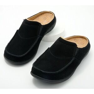 New Revitalign Waco Siesta Burst Orthotic Memory Foam‎ Suede Slip Ons Black 7B